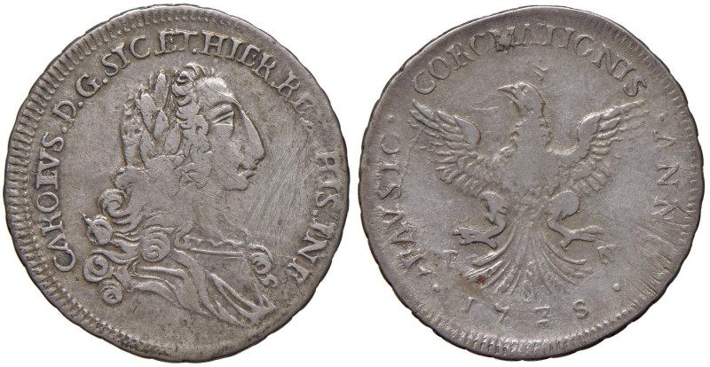 PALERMO Carlo di Barbone (1734-1759) 4 Tarì 1735 - Serio 29 AG (g 8,83) Graffi a...