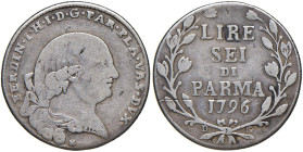 PARMA Ferdinando di Borbone (1765-1802) 6 Lire 1796 - MIR 1073/2 AG (g 7,00)

qBB