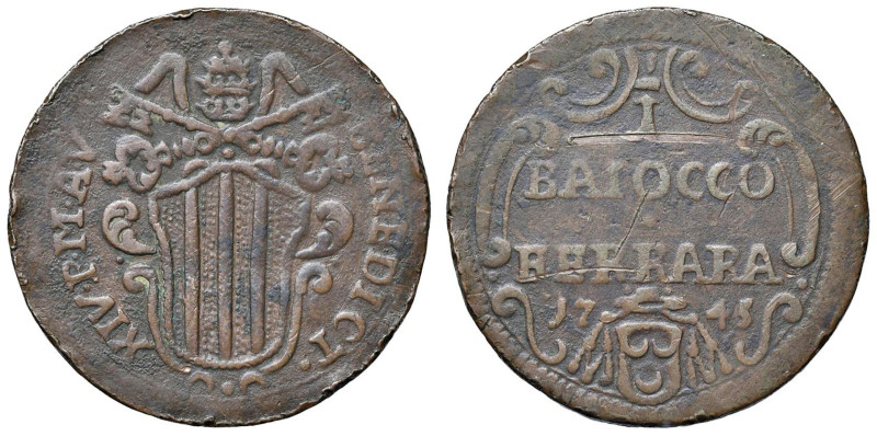 Benedetto XIV (1740-1758) Ferrara - Baiocco 1745 - CU (g 9,85) Graffietti al D/...