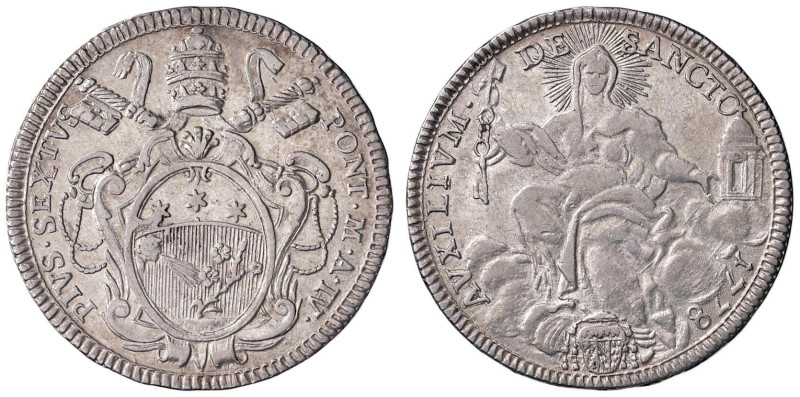 Pio VI (1775-1799) Mezzo scudo 1778 A. IV - Munt. 24 AG (g 13,14)

BB+