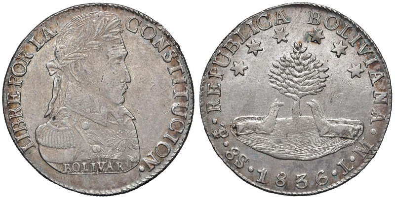 BOLIVIA 8 Soles 1836 - KM 97 AG (g 26,86)

SPL/SPL+
