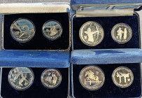 COREA DEL SUD Lotto di quattro astucci contenenti ciascuno due monete da 10.000 e 5.000 Won celebrative delle Olimpiadi di Seoul 1988. Astucci un po' ...