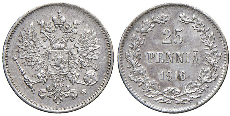 FINLANDIA Nicola II (1894-1917) 25 Pennia 1916 - KM 6 AG (g 1,29)

qSPL/SPL
