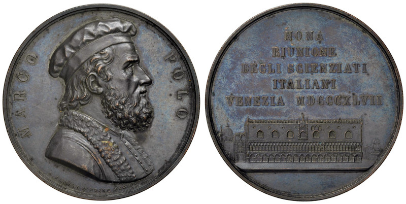 Marco Polo (1254-1324) Medaglia coniata 1847 Nona Riunione degli Scienziati Ital...
