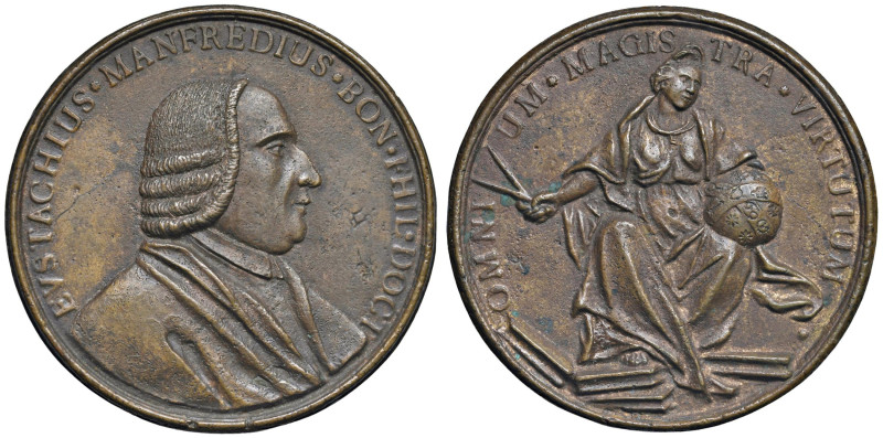 BOLOGNA Medaglia (ca. 1750) Eustachio Manfredi, matematico e astronomo (1674-173...
