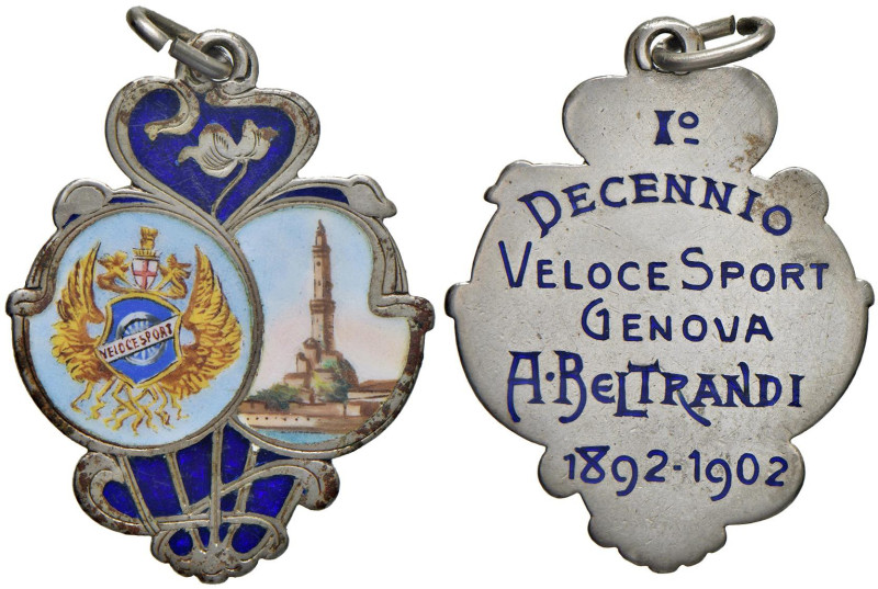 Medaglia a ciondolo Genova 1922 I° Decennio del Veloce Sport di Genova 1892-1902...