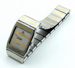 BAUME & MERCIER “Zebra” -Vintage- Referenza 5820.028. Numero di serie 12XXXXX. Movimento al quarzo. Cassa in acciaio rettangolare con diametro da 21X2...