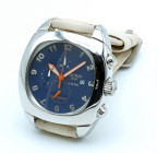 LOCMAN mod. Hi-Tech. 1970. -Cronografo- Movimento al quarzo. Cassa anatomica in acciaio con diametro da 39x49mm. Dial blu con grandi numeri arabi arge...