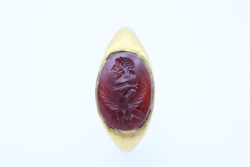 Roman Gold Ring with Carnelian Intaglio 1st,2nd Century AD

 A solid gold ring...