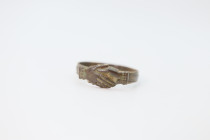Medieval Bronze Tudor Period Wedding Ring with Clasped Hands