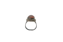 Medieval Bronze Ring with Red Glass Stone