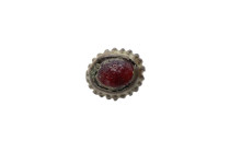 Late Medieval Bronze Ring with Red Glass Stone 14en, 15en  Century AD