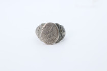 Medieval Silver Crusaders Ring with Cross and Mount   10th-13th Century AD