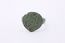 Medieval  Bronze Ring with Star of David or The Magen of David15th-16en Century AD