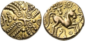 The Geoffrey Cope Collection of British Coins. Trinovantes & Catuvellauni. Tasciovanus. Circa 20 BC-AD 10. 

AV Stater (18mm, 5.47 g). Hidden Faces ...