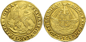 The Geoffrey Cope Collection of British Coins. Elizabeth I. 1558-1603. 

AV Angel (29mm, 5.14 g, 1h). Sixth issue, fine gold coinage. London mint; i...