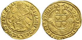 The Geoffrey Cope Collection of British Coins. Elizabeth I. 1558-1603. 

AV Half Angel (20mm, 2.46 g, 4h). Fifth issue, fine gold coinage. London mi...