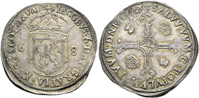 The Geoffrey Cope Collection of British Coins. Scotland, James VI. 1567-1625. 

AR Half Merk (33mm, 6.98 g, 2h). Second coinage. Edinburgh mint. Dat...
