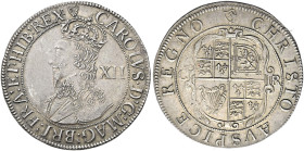 The Geoffrey Cope Collection of British Coins. Charles I.

Proof AR Shilling (31mm, 6.00 g, 10h). Group D, type 3.1. London mint; im: harp. Struck 1...