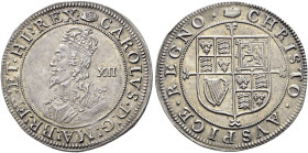 The Geoffrey Cope Collection of British Coins. Charles I.

Proof AR Shilling (32mm, 6.04 g, 4h). Group E, type 4.2. London mint; im: tun. Struck 163...