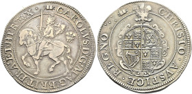 The Geoffrey Cope Collection of British Coins. Charles I.

AR Halfcrown (34mm, 14.81 g, 6h). Aberystwyth mint; im: open book. Struck 1638/9-1642. Ch...