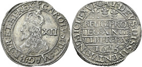 The Geoffrey Cope Collection of British Coins. Charles I.

AR Shilling (32.5mm, 6.00 g, 5h). Declaration type. Oxford mint; im: plumes. Dated 1643. ...