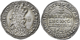 The Geoffrey Cope Collection of British Coins. Charles I.

AR Groat (23mm, 1.93 g, 10h). Declaration type. Oxford mint. Dated 1645. Crowned bust lef...