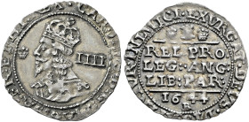 The Geoffrey Cope Collection of British Coins. Charles I.

AR Groat (21mm, 1.21 g, 7h). Declaration type. Bristol mint; im: pellet. Dated 1644. Crow...