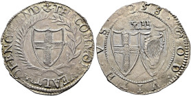 The Geoffrey Cope Collection of British Coins. The Commonwealth, 1649-1660. 

AR Shilling (31mm, 6.14 g, 2h). London mint; im: anchor. Dated 1658. C...