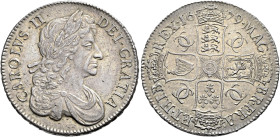 The Geoffrey Cope Collection of British Coins. Charles II. 1660-1685.

AR Crown. Dated 1679 and RY T. PRIMO. Fourth bust. Bull 405; ESC 57; SCBC 335...