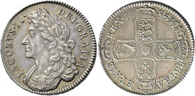 The Geoffrey Cope Collection of British Coins. James II. 1685-1688. 

AR Halfcrown. Dated 1685 and RY PRIMO. Bull 748; ESC 493; SCBC 3408.
In NGC e...