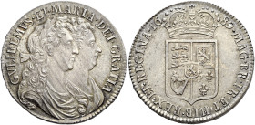 The Geoffrey Cope Collection of British Coins. William III & Mary. 1688-1694. 

AR Halfcrown. Dated 1689 and RY PRIMO. First bust. First shield. Cau...