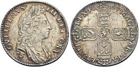 The Geoffrey Cope Collection of British Coins. William III. 1694-1702. 

AR Shilling. Dated 1697. First bust. Bull 1117; ESC 1091; SCBC 3497.
Richl...