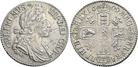 The Geoffrey Cope Collection of British Coins. William III. 1694-1702. 

AR Shilling. Dated 1699. Fifth bust. Plumes in angles, large lions. Bull 11...