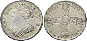 The Geoffrey Cope Collection of British Coins. Anne. 1702-1714. 

AR Shilling. Dated 1702 VIGO. Pre-Union issue. First bust. Bull 1387; ESC 1130; SC...