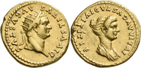 Titus caesar, 69 – 79. 

Divus Titus. Aureus 82-83, AV 19 mm, 7.73 g. DIVVS TITVS AVGVSTVS Radiate head r. Rev. IVLIA AVGVSTA DIVI TITI F Draped bus...