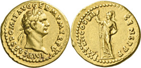Domitian augustus, 81 – 96. 

Aureus 86, AV 21 mm, 7.46 g. IMP CAES DOMIT AVG GERM P M TR P V Laureate head r. Rev. IMP XII COS XII – CENS P P Miner...