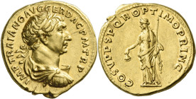 Trajan 98 – 117. 

Aureus 108-110, AV 19 mm, 7.23 g. IMP TRAIANO AVG GER DAC P M TR P Laureate, draped and cuirassed bust r. Rev. COS V P P S P Q R ...