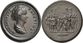 Faustina I, wife of Antoninus Pius. 

Diva Faustina. Medallion after 141, Æ 42 mm, 86.81 g. DIVA AVGVSTA – FAVSTINA Draped bust r., hair waved and c...