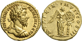 Marcus Aurelius augustus, 161 – 180. 

Aureus December 164-August 165, AV 19 mm, 7.33 g. ANTONINVS AVG – ARMENIACVS Laureate and cuirassed bust r. R...