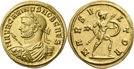 Carinus caesar, 282 – 283. 

Aureus, Siscia circa 282, AV 19 mm, 4.60 g. M AVR CARINVS NOB CAES Laureate, draped and cuirassed bust l., holding a tr...