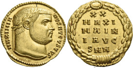 Maximianus Herculius, 286 – 310. 

Aureus, Nicomedia 303-304, AV 19 mm, 5.28 g. MAXIMIA – NVS AVGVSTVS Laureate head r. Rev. XX / MAXI / MAIN (sic !...