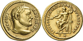 Galerius Maximianus ceasar, 293 – 305. 

Aureus, Treveri 293-305, AV 17 mm, 5.14 g. MAXIMI – ANVS NOB C Laureate head r. Rev. IOVI CONSERVAT AVGG – ...