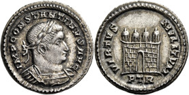 Constantine I augustus, 307 – 337. 

Half argenteus, Treveri 309, AR 16 mm, 1.76 g. IMP CONSTANTINVS AVG Laureate, draped and cuirassed bust r. Rev....