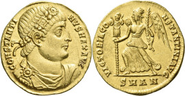 Constantine I augustus, 307 – 337. 

Solidus, Antiochia circa 335, AV 20 mm, 4.10 g. CONSTANTI – NVS MAX AVG Rosette-diademed and cuirassed bust r. ...