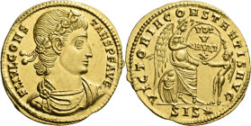 Constans augustus, 337 – 350. 

Solidus, Siscia 337-340, AV 22 mm, 4.46 g. FL IVL CONS – TANS P F AVG Laurel and rosette-diademed, draped and cuiras...