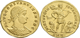 Constantius II caesar, 324 – 337. 

Medallion of 2 solidi, Nicomedia 325, AV 27 mm, 8.93 g. FL IVL CONSTANTIVS NOB CAES Laureate, draped and cuirass...