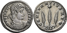 Constantius II augustus, 337 – 361. 

Siliqua, Siscia circa 337-340, AR 21 mm, 3.78 g. CONSTANTIVS P F AVG Laurel and rosette diademed, draped and c...