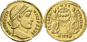 Constantius II augustus, 337 – 361. 

Solidus, Antiochia 355-361, AV 21 mm, 4.44 g. D N CONSTAN – TIVS P F AVG Pearl diademed head r. Rev. GLORIA – ...
