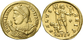 Valentinian I, 364 – 375. 

Solidus, Thessalonica circa 364-367, AV 22 mm, 4.40 g. D N VALENTINI – ANVS P F AVG Pearl-diademed, draped, and cuirasse...